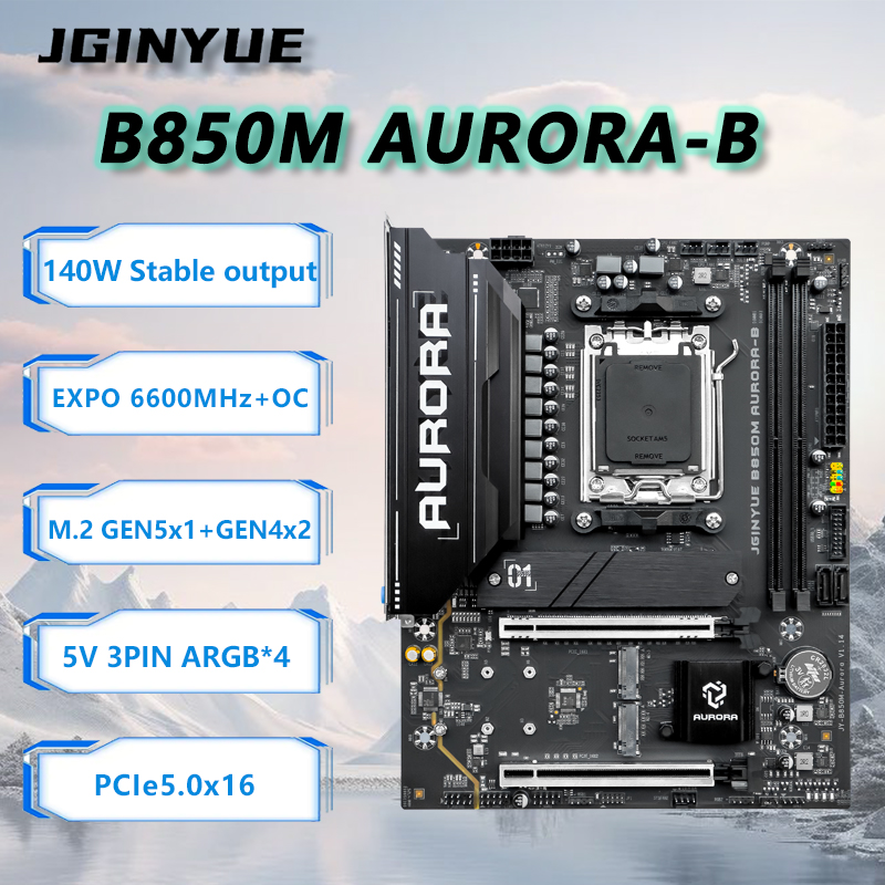 JGINYUE B850M AURORA-B Новая м – обзор и цена Am5 Micro Atx Pcie 5.0 Motherboard
