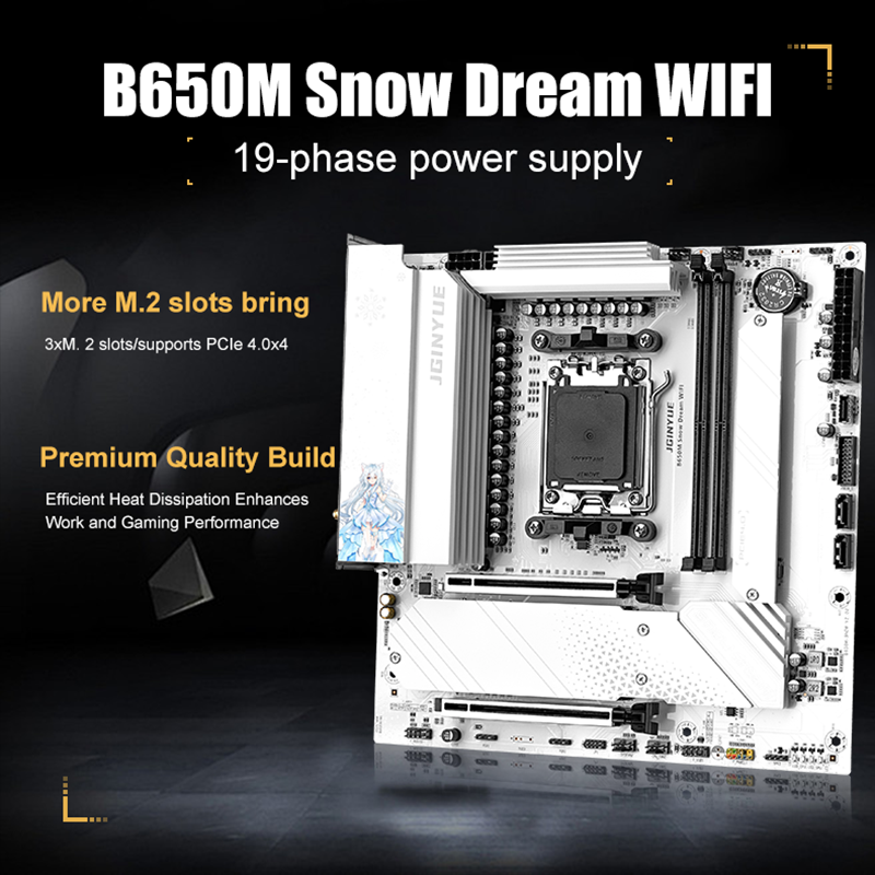 JGINYUE B650M Snow Dream WIFI  – обзор и цена Am5 Micro Atx Pcie 5.0 Motherboard